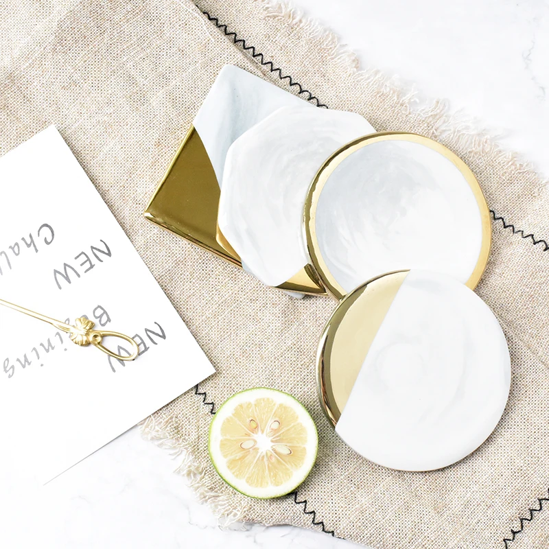 Luxury Marble Ceramic Placemat Coaster Mats Pads for Cup Wine Drink Coffee Mug Table Decoration Accessories Kitchen Tool