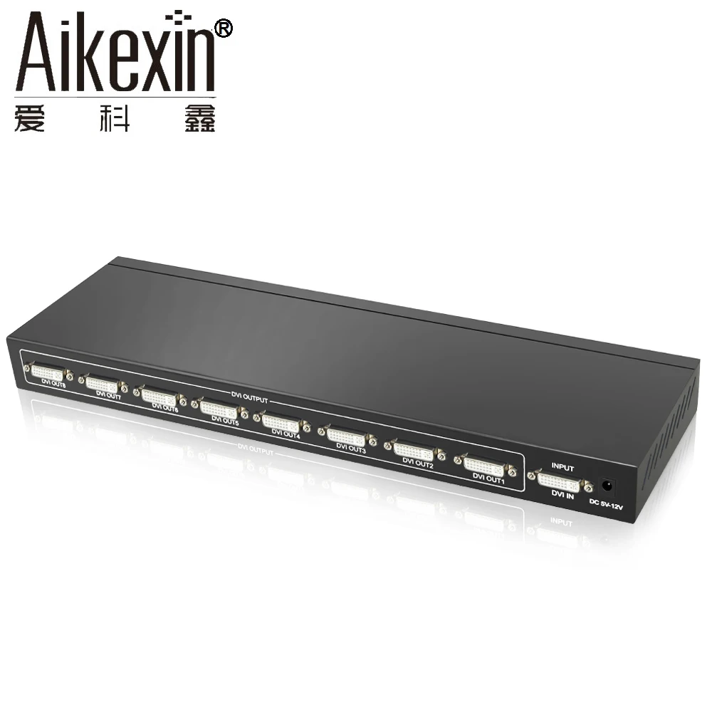 Разветвитель DVI Aikexin разветвитель 1 в 8 Выход Поддержка 1920x1200 до 1080P с адаптером