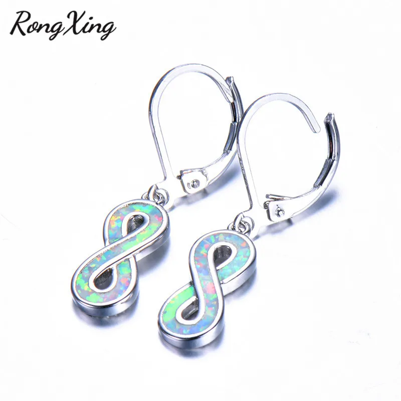 RongXing 8 форм дизайн синий/белый цвет серебра любовь бесконечность серьги по месяцу