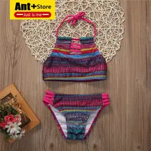 Г., летние купальные костюмы в цветную полоску для маленьких девочек, купальные костюмы в полоску для малышей, бикини Детский купальник, купальник для девочек