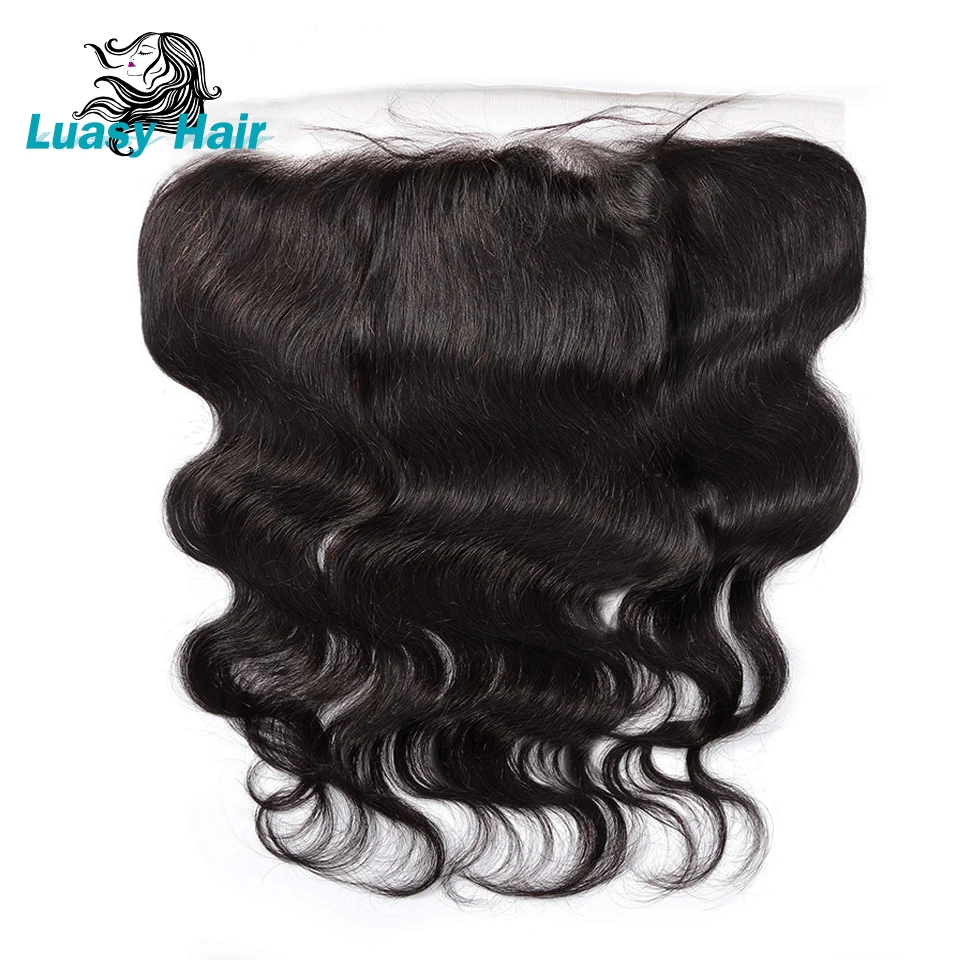 

Luasy Ear to Ear Lace Frontal Closure 13X4 Free Part With Baby Hair Pre Plucked Brazilian Body Wave Remy Human Hair Full Closure