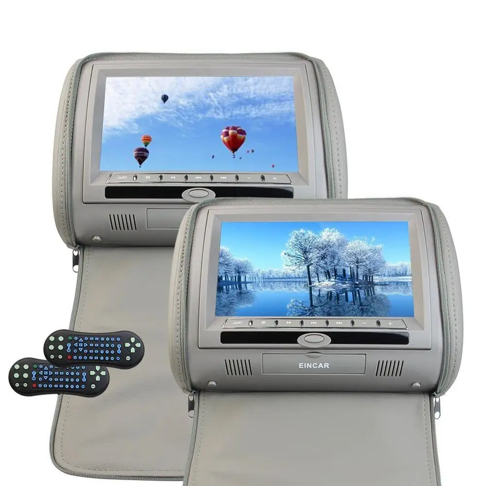 

9" Car Headrest DVD Player pillow Digital Screen Artificial Leather Car Monitor Support USB SD IR FM Tramsitter cat stereo video
