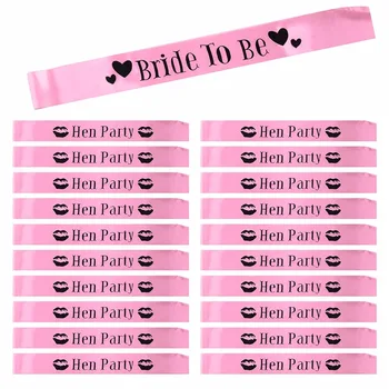 

21 pcs/lot Pink Hen Party Sash Bride To Be Sash Girls Hen Night Out Sashes Wedding Bachelorette Party Costume Decoration
