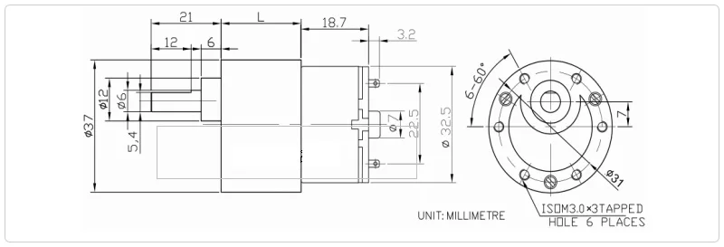 size of geared motor