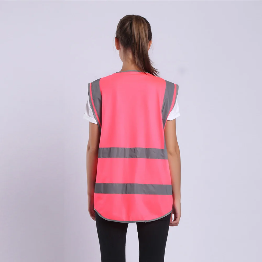Pink Safety Vest Women High Visibility Work Clothes Uniforms With Pockets reflective vest safety vest high visibility vest