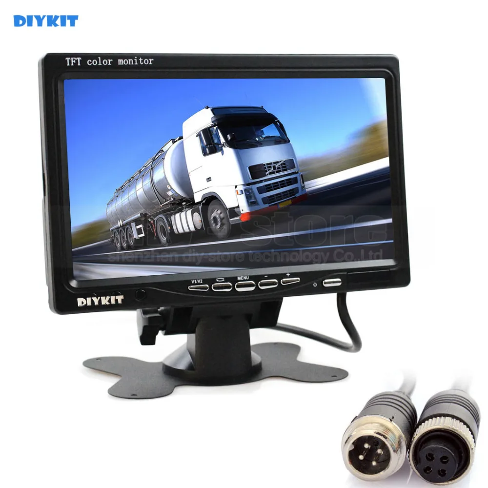 

DIYKIT 7 Inch TFT LCD Color Monitor Rear View Monitor Car Monitor with 2 x 4PIN Video Input