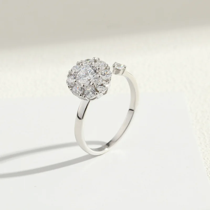 

Big Zirconia Rotating Rings 925 Sterling Silver Fashion Personalized Finger Rings Hipster Korean Opening Hyperbole Jewelry Gifts