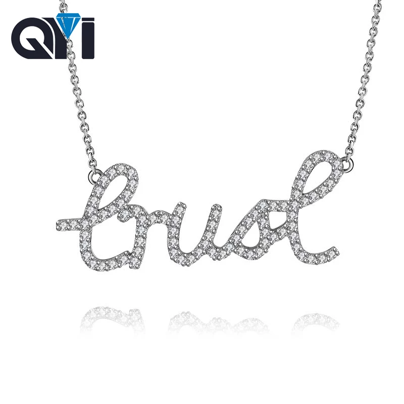 

QYI 925 Sterling Silver Simulated Diamond Necklace Pendant Necklace Women Pendant Necklace for Lover Promise Party Gifts