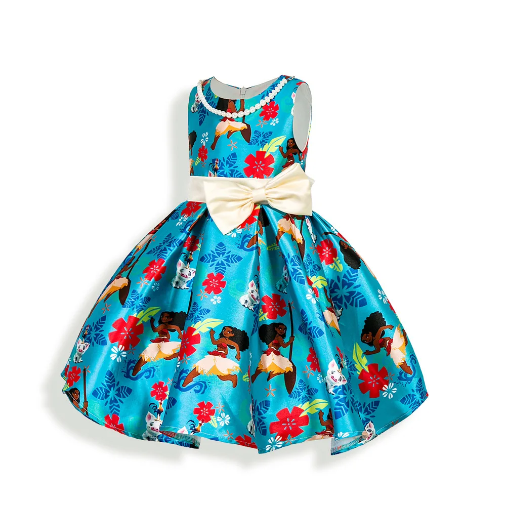 Г. Рождественские платья для девочек вечерние платья для косплея с бантом из мультфильма «Моана» элегантное платье принцессы Одежда для детей Детский костюм для девочек