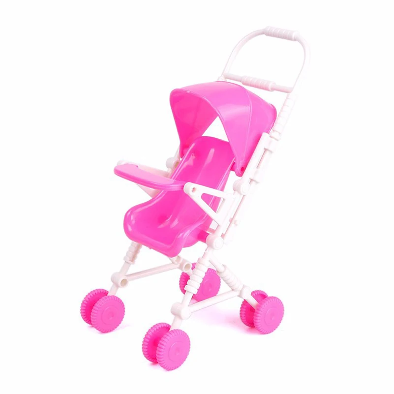 Pink Baby Stroller Doll Accessories Miniature Doll Plastic Furniture Baby Carriage Stroller