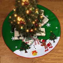 Нетканая Рождественская юбка для елки круг снеговик шаблон базовый чехол украшение фартук обертывание(зеленый