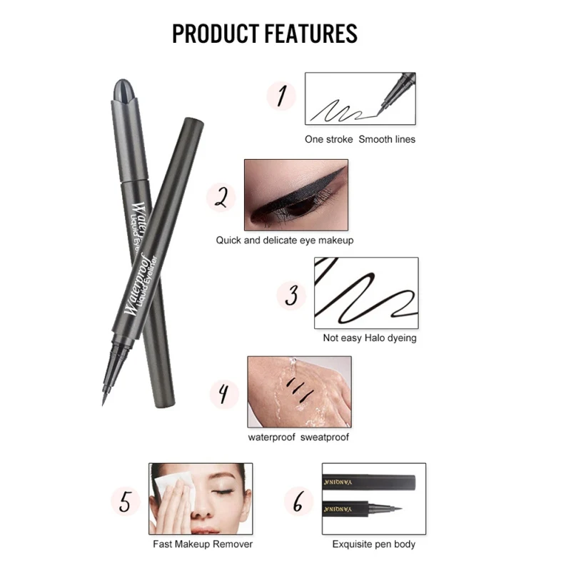 Длительный Eye Liner прохладный черный быстросохнущая Водонепроницаемый черная жидкая подводка для глаз Карандаш Pen Косметика маркер для подводки глаз Подводка для глаз