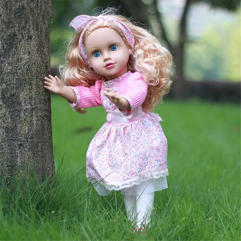 45 см/17,72 дюйма аналоговая Кукла виниловая Подмигивающая девочка детская ночь перед сном удобные куклы имитация куклы одежда аксессуары - Цвет: Pink