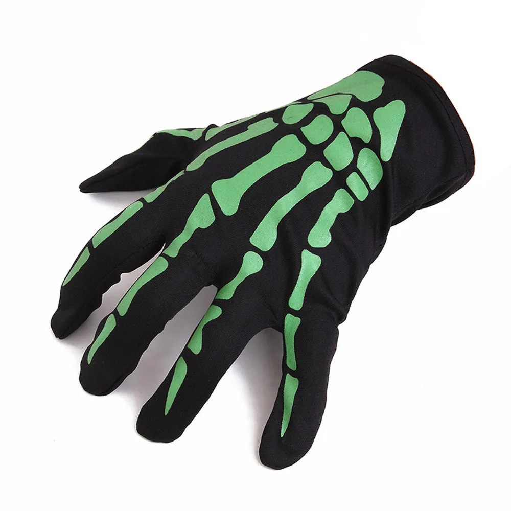 Модные Halloween, Череп Скелет гот гоночные перчатки полный палец перчатки