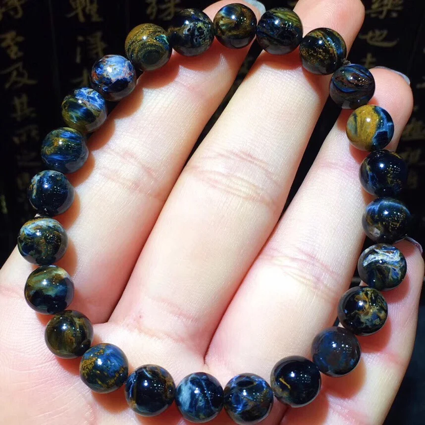 

100% 8mm Natural Namibia Pietersite Blue Yellow Beads Gemstone Round Bead Bracelets Man Women Drop Shipping B29481