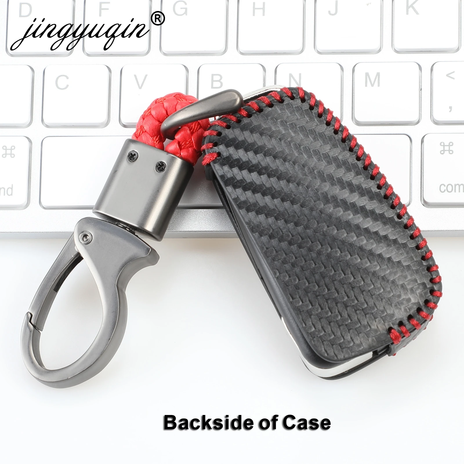 Jingyuqin-Carbon-Car-Styling-custodia-protettiva-per-chiave-in-pelle-morbida-per-Audi-C6-A7-A8.jpg Keyforkess Carbon Car Styling custodia protettiva per chiave in pelle morbida per Audi C6 A7 A8 R8 A1 A3 A4 A5 Q7 A6 C5 supporto per coperture - Jingyuqin Carbon Car Styling custodia protettiva per chiave in pelle morbida per Audi C6 A7 A8