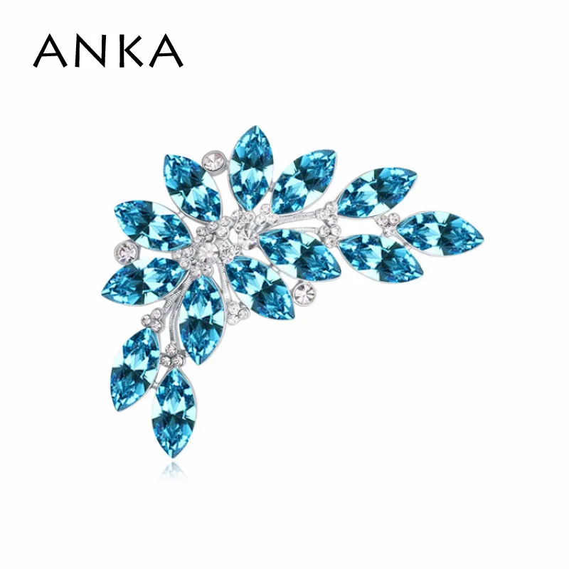 

ANKA Feather Crystal Brooch Pin New Rhodium Plated Jewelry Gift For Women Main Stone Crystals from Austria #112806