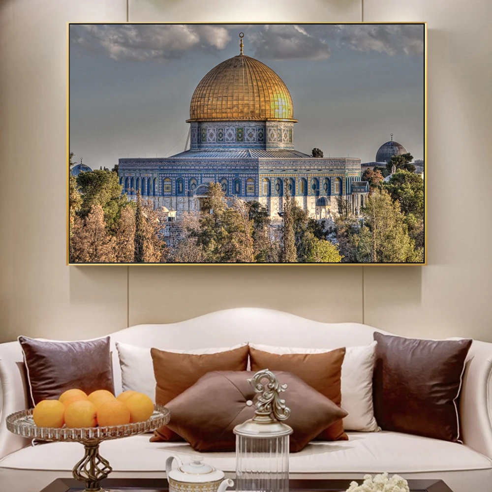 

Masjid Al Aqsa And Dome Of The Rock Wall Art Posters Realist Mosque Canvas Art Prints Muslim Pictures For Living Room Wall Decor