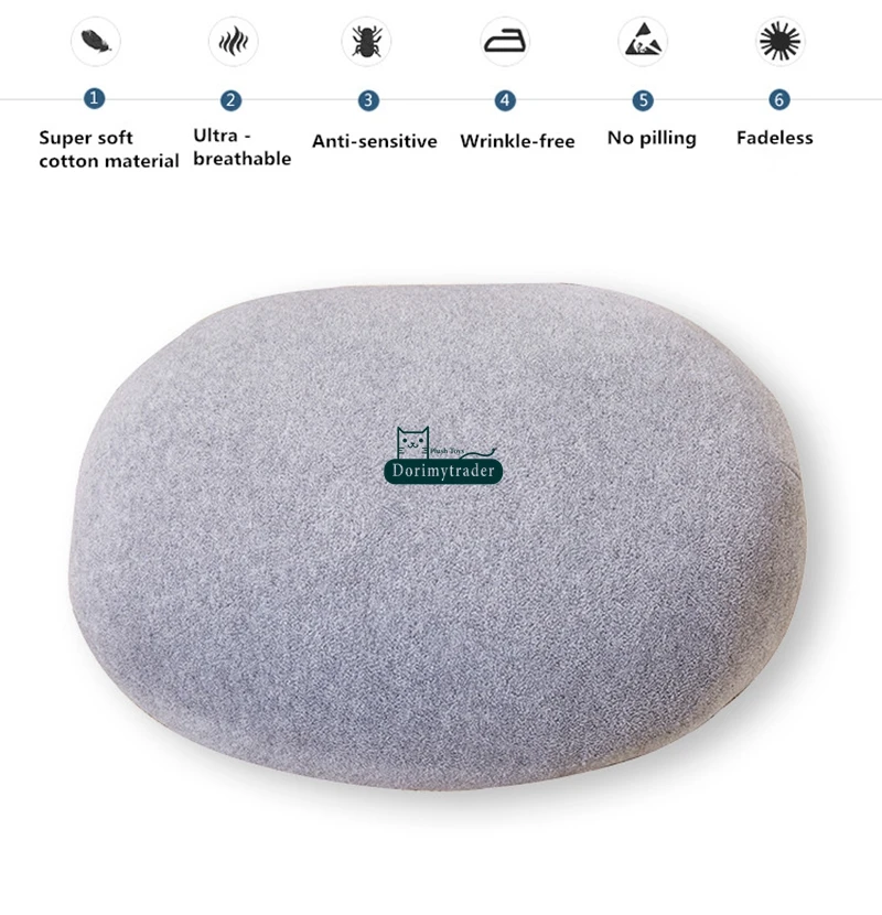 Dorimytrader 6Pcs  Emulational Cobblestone Plush Pillow Giant Stuffed Grey Stone Cushion Room Decoration Kid Natural Stone  Toy DY60785 (3)