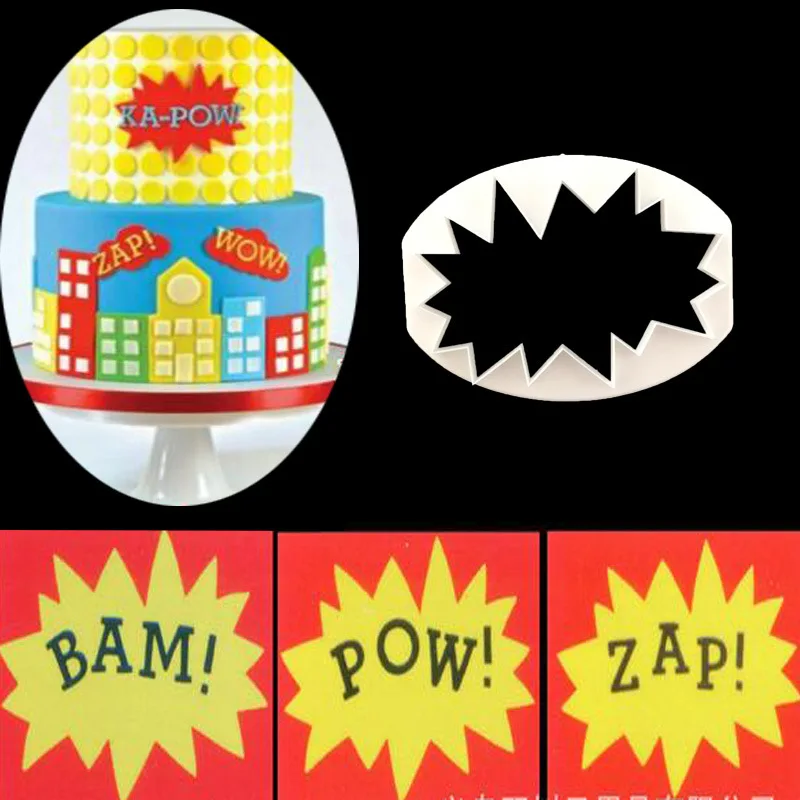 

BAM,POW, ZAP Shaped Plastic Cake Mold Kitchen Baking Mold Cake Cutter Decoration Mold Sugar Craft Fondant Cake Tools