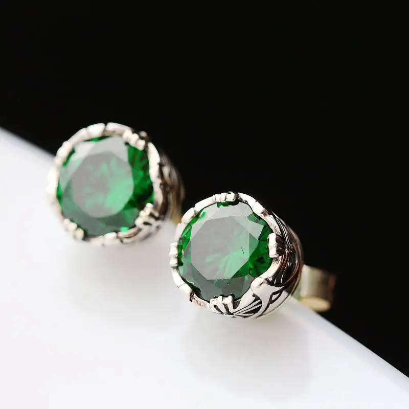 

Ecoworld Ge hand set zircon jewelry wholesale Green Thai Tremella nail anti allergy retro 925 Sterling Silver Earrings