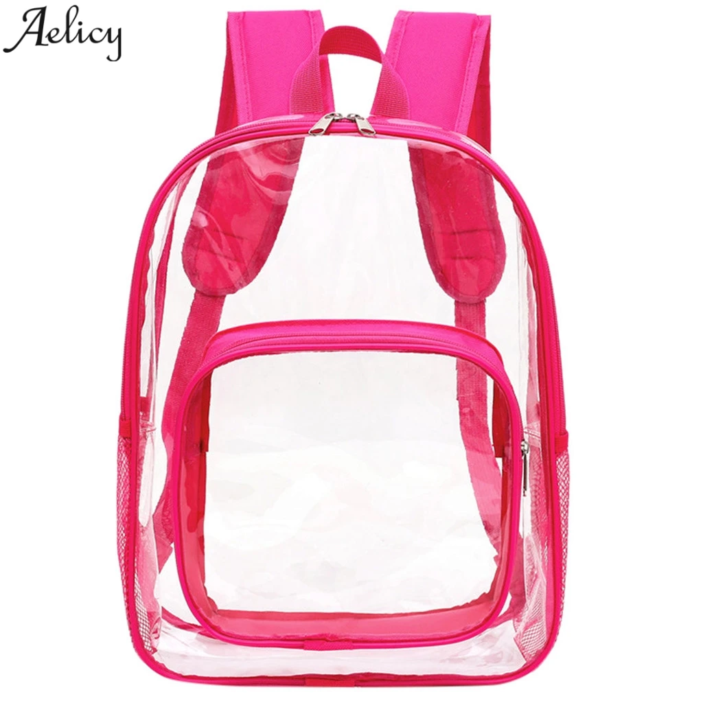 

Aelicy PVC Transparent Women Student School Outdoor Travel Shoulder Backpack Bag Female Large Capacity Laptop Backpack