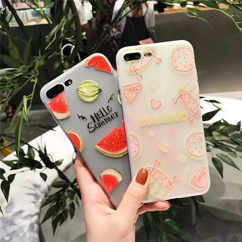 Case For iPhoneX/10 3D Relief Cute Cartoon Fruits icecream Phone iPhoneX Soft Cover Back Cases iPhone X/10 Summer |