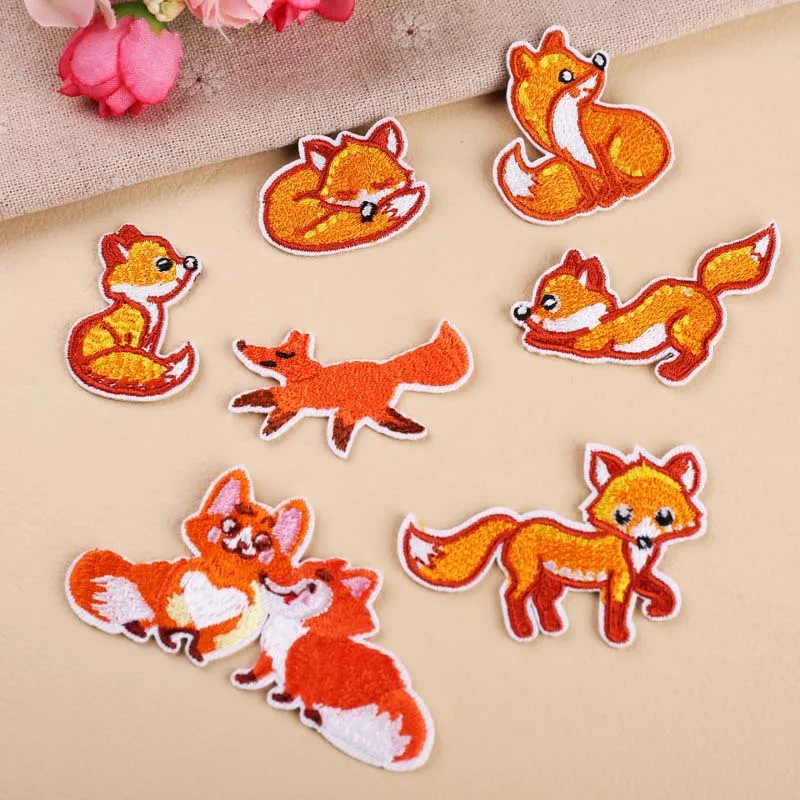

All kinds of style Fox Applique patches animal stickers diy sewing jersey clothing para jacket badges iron on t-shirt accessorie