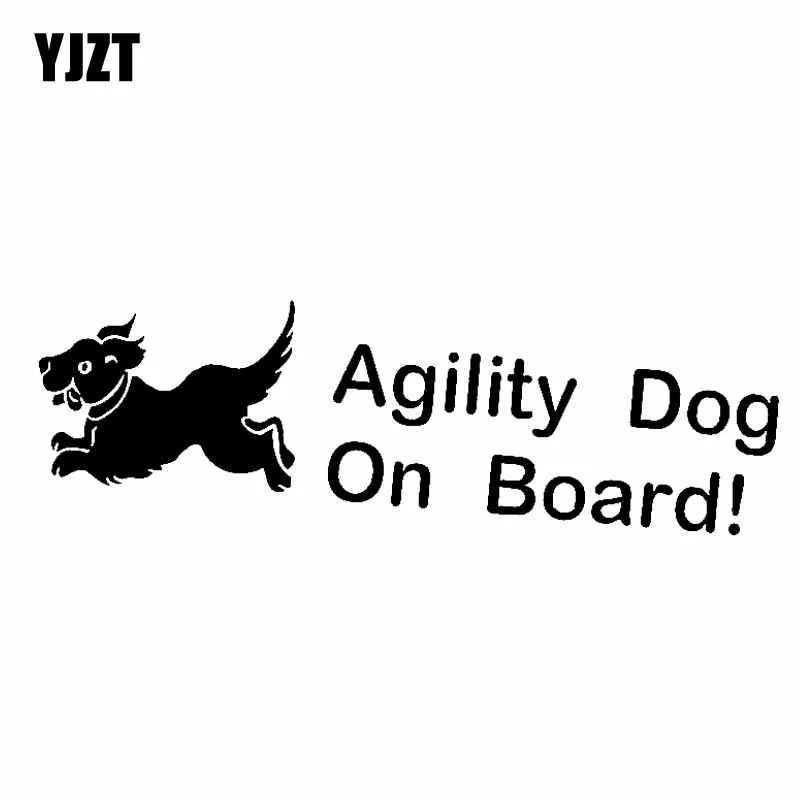 

YJZT 16.8CM*5.4CM Agility Dog On Board Sign Vinyl Sticker Car Decals Black/Silver C10-00811