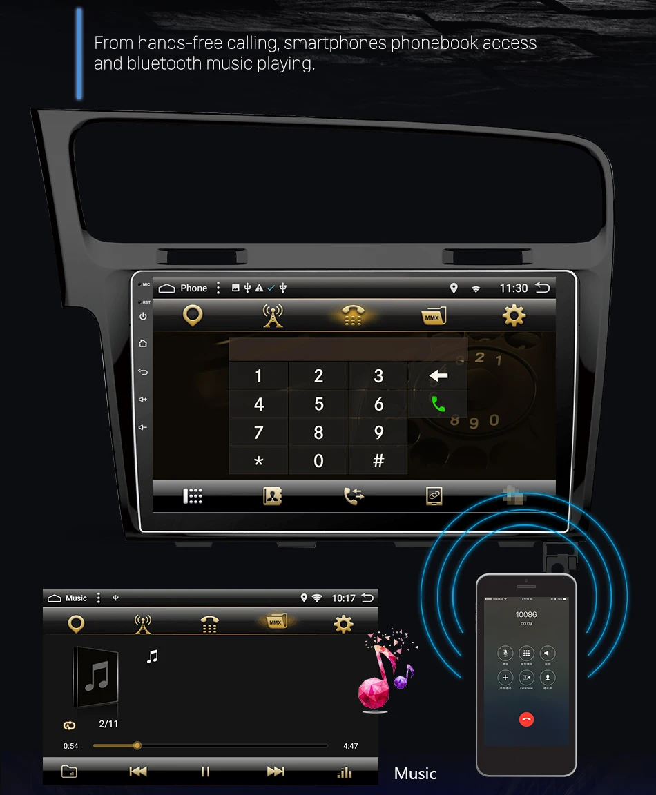 Perfect Eunavi Android 8.1 Octa-core 10.1 inch Car Radio HeadUnit GPS Navi Player for 2013- 2015 VW Volkswagen Golf 7 With SWC WIFI 11