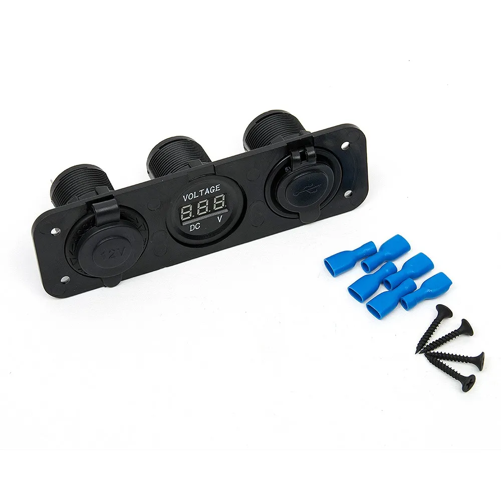 Автомобильное зарядное устройство мотоцикл штекер двойной USB адаптер+ 12 В/24 В прикуриватель синий светодиод+ Цифровой вольтметр мобильного телефона
