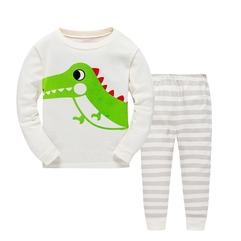 

Brand New Children Long Sleeve Cotton Pajamas Sets Boys Girls Cute Cartoon Dinosaur Pajamas Kids Casual Family Clothing Set