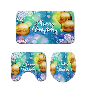 

Drop shipping 3Pcs/set Christmas Bath Mat Toilet Seat Cover Anti-Slip Bathroom Mat Toliet Rug Christmas Decoration for Home