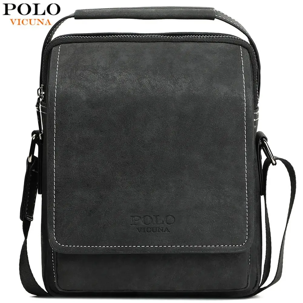 

VICUNA POLO Vintage Frosted Leather Men Crossbody Bag With Handle Durable Fashion Business Man Bag Sling Shoulder Bags Handbag