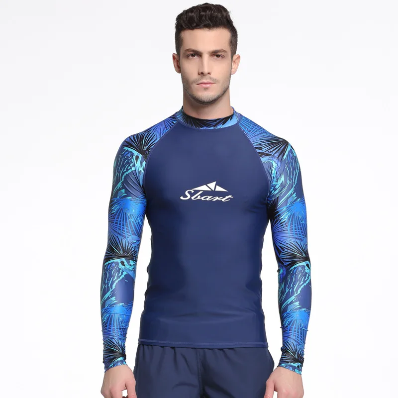 Men Long sleeve Rash Guard Beach T shirt Plus Size Diving Surf Snorkel