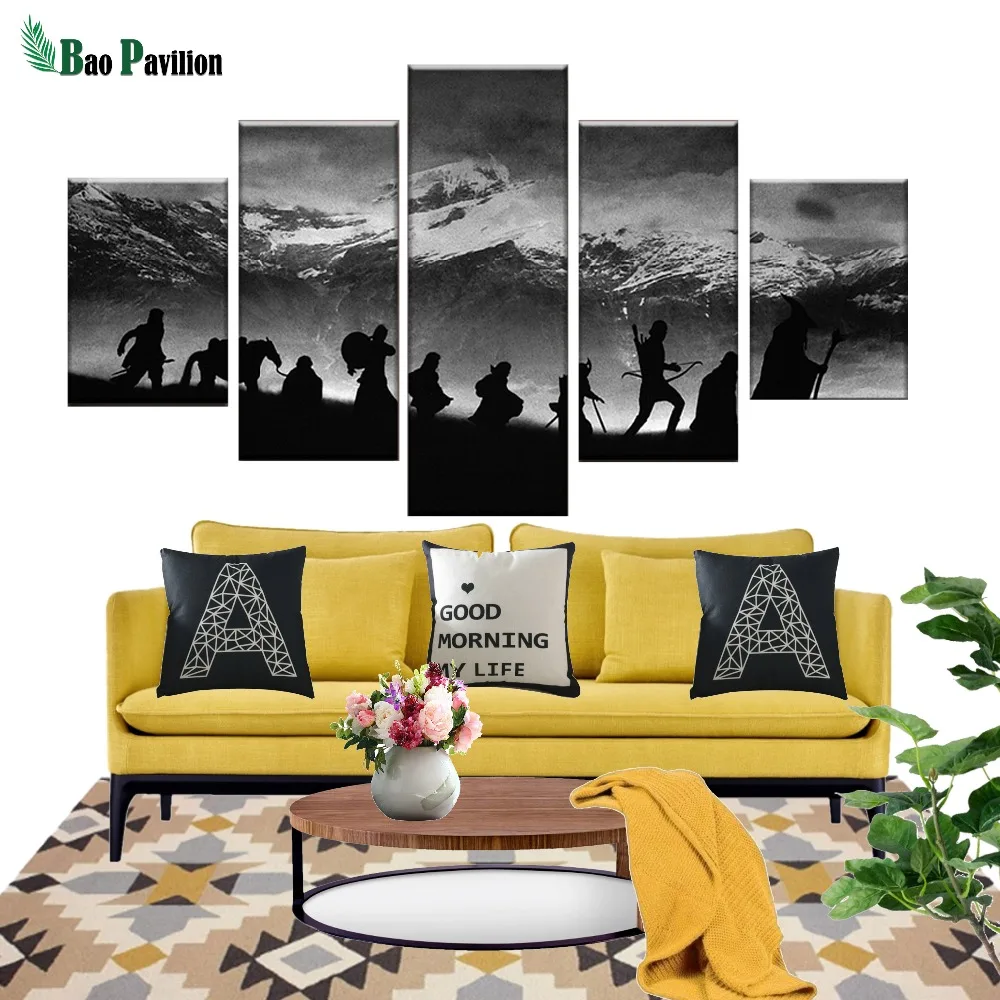 

Modular Wall Art Oil Pictures Frame Modern Home Decor 5 Pieces Lord Of The Rings Canvas Painting Movie Posters And Prints