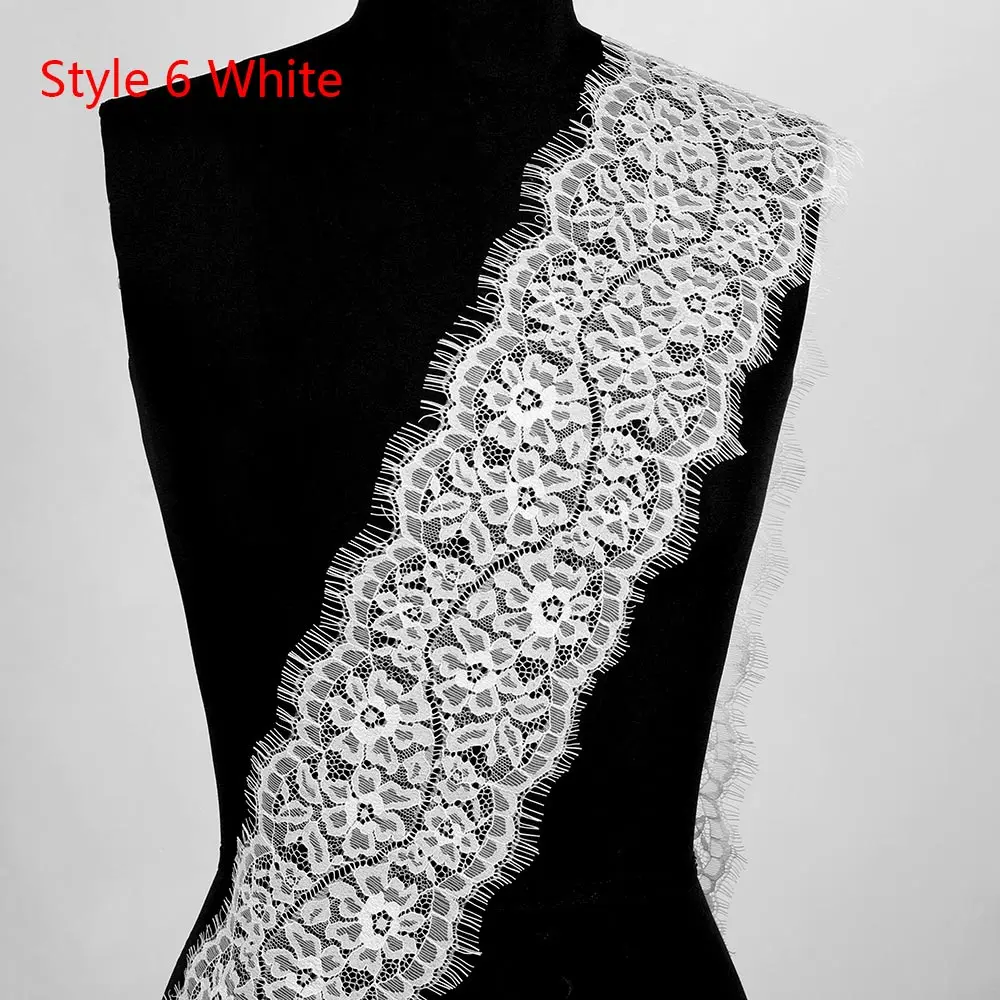 3 ярдов классические ресницы отделка кружево черно-белое мягкое цветочное классическое украшение, кружевная ткань пошивное ремесло для декора платья - Цвет: white 6