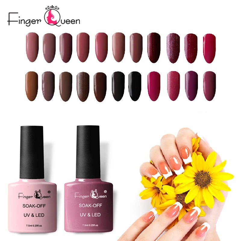 

Fingerqueen Bright Durable Color Multi-color Nail Polish for Women Shinning 83 Solider Color Gel UV 7.5ml Art Nail Design