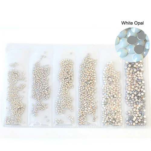 White opal 1 упаковка стеклянные стразы для ногтей разных размеров SS4-SS12 украшения для ногтей камни блестящие камни для маникюра 40 цветов E7042 - Цвет: White opal