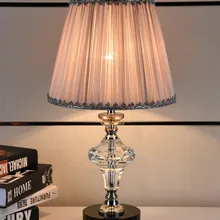 Кровать-освещение спальня лампа Роскошное Качество Мода Современный короткий розовый кристалл настольная лампа led