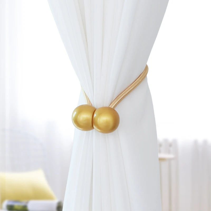 2 PCS Creative Candy Ball  Magnetic Curtain Tiebacks Window Drapery Rope HoldBack with Stoving Varnish Ball for Drapes Decor