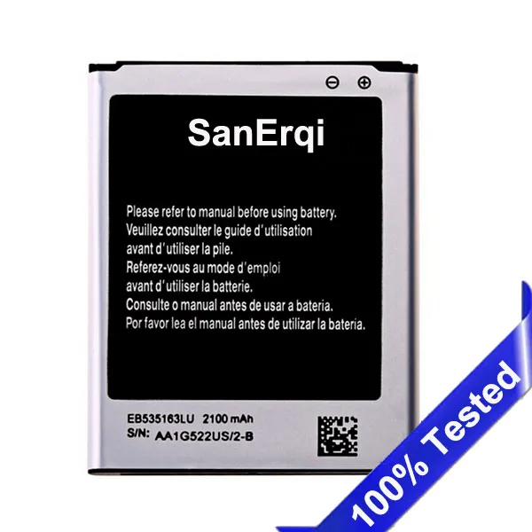 SanErqi Новый протестированный для Samsung Galaxy Grand Duos i9082 i9080 Аккумулятор 2100 мАч EB535163LU