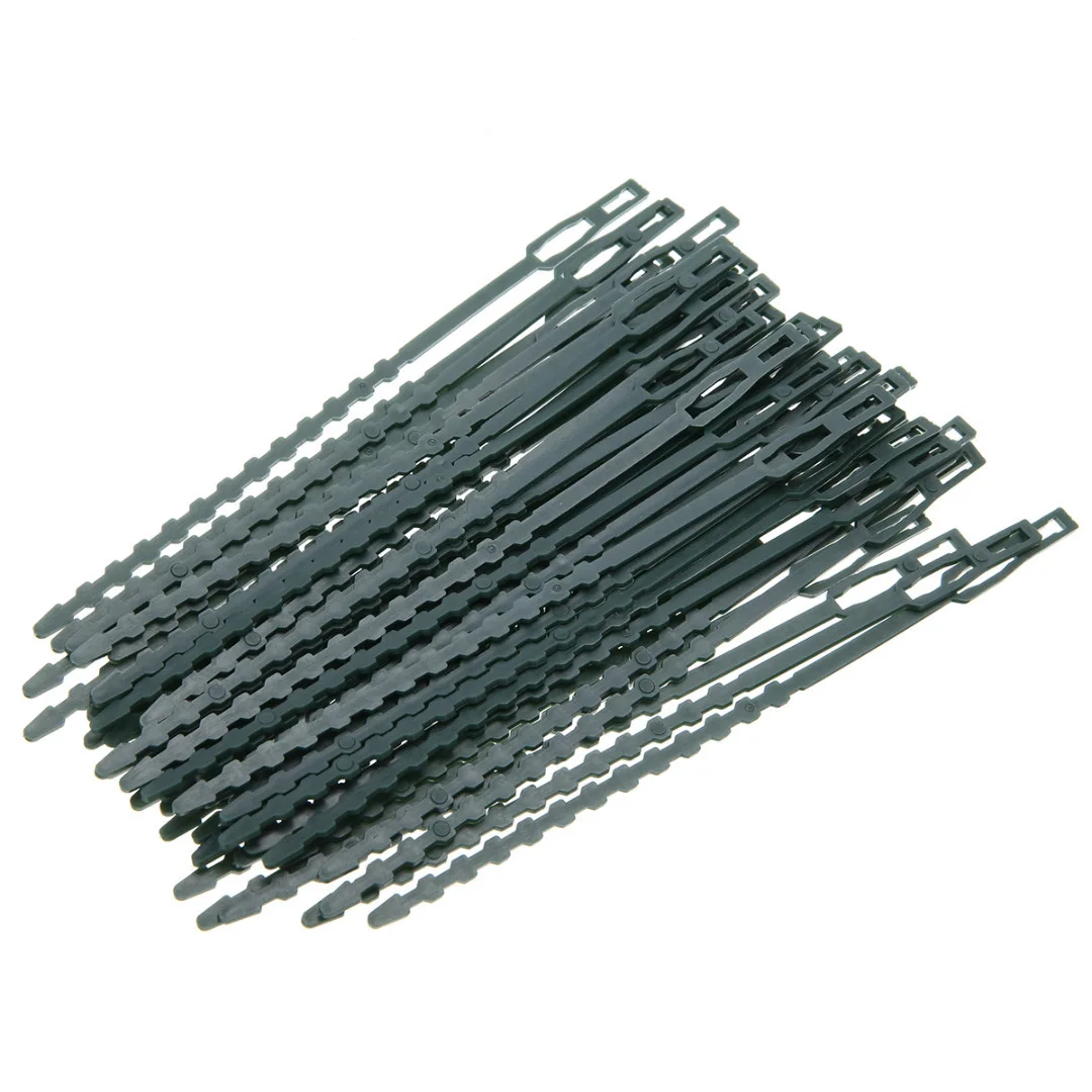 BHTS-50pcs/лот регулируемые пластиковые кабельные стяжки для растений Многоразовые Кабельные стяжки для садовых деревьев