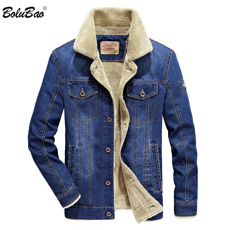 Koop BOLUBAO Winterjas Mannen Mode Merk Nieuwe Fleece Dikke Warme Katoen Denim Jeans Jas Mannelijke Straat Jas Jas Bovenkleding