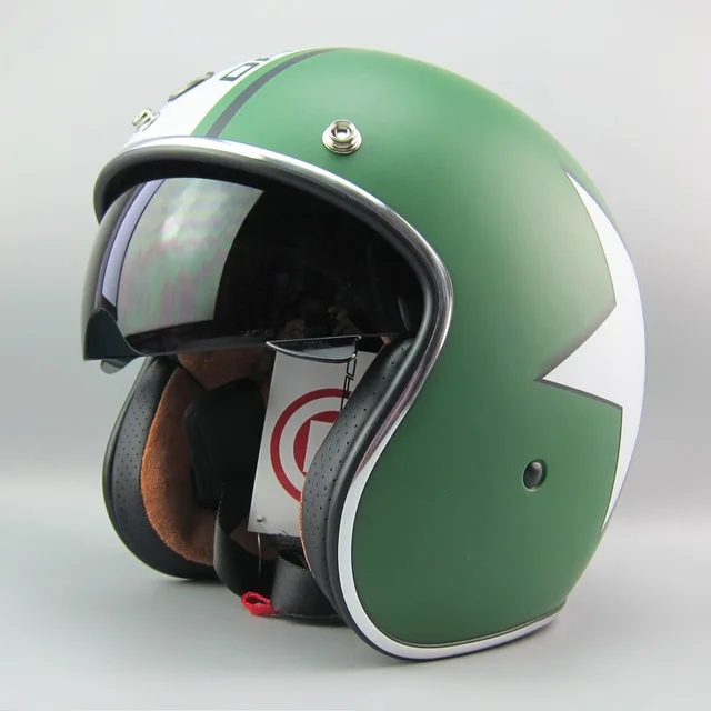 2016 Retro Style Orange 3/4 Motorcycle Helmets With Inner Smoke Len