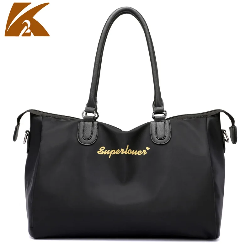 

KVKY Women's High Quality Nylon Travel Totes Fashion Big Capacity Black Handbag Trendy Waterproof Crossbody Messenger Bag B599