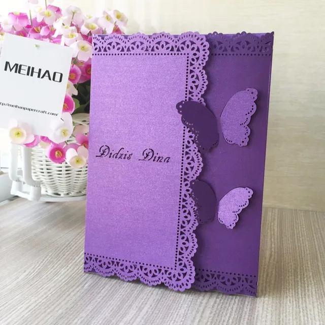 100pcs butterfly wedding invitation