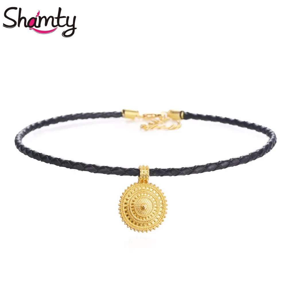 Чокер Shamty D30010 Женский ожерелье из черной кожи в стиле Habesha подвеска чокер Нигерия