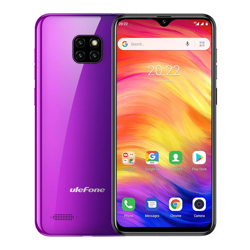 Смартфон Ulefone Note 7, 6,1 дюймов, 1 ГБ ОЗУ, 16 Гб ПЗУ, четырехъядерный процессор MT6580A, 3500 мАч, Face ID, три тыловые камеры, мобильный телефон на Android 9