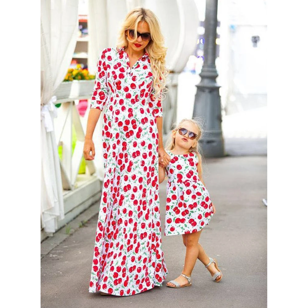 

Mother Daughter Long Dress 3xl Women 2019 Family Matching Gown Family Matching Outfits Women Mom Baby Girl Ankle Length Dress